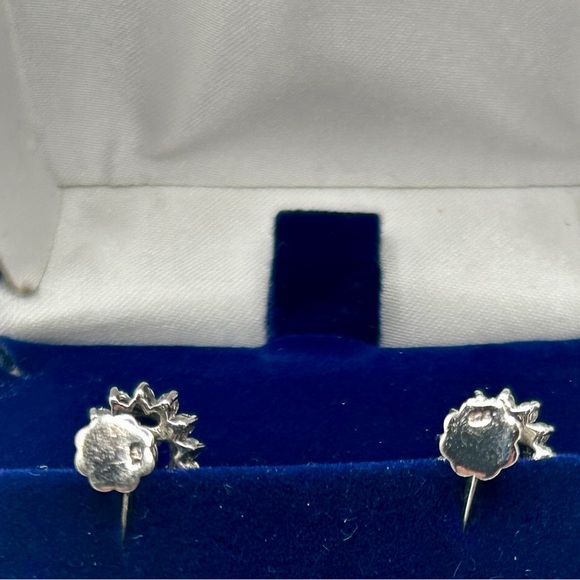 Vintage 925 Sterling Amethyst Gemstone and Cubic Zirconia Oval Screw On Earrings - Picture 4 of 7